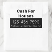 Bargeld für Häuser Schwarz-weiße Telefonnummer Ihr Rechteckiger Aufkleber (Tasche)