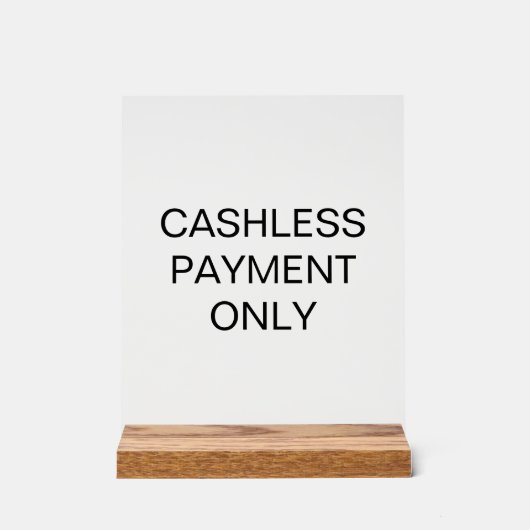 Bargeldlose Bezahlung nur akrales Zeichen für den Acrylschild (Vorderseite)