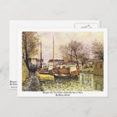 Barges am Canal Saint-Martin in Paris Postkarte (Vorne/Hinten)