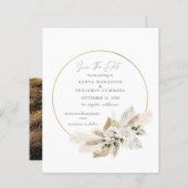 Bargin Foto & Boho Pampas Grass Save the Date (Vorne/Hinten)