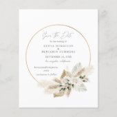 Bargin Foto & Boho Pampas Grass Save the Date (Vorderseite)