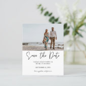 Bargin Foto und Typografie Save the Date Weiß H (Stehend Vorderseite)