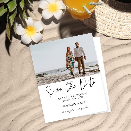 Bargin Foto und Typografie Save the Date Weiß H