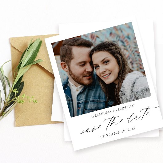 Bargin Instant Foto White Chic Save the Date