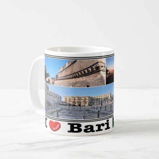 Bari by night - Apulien - Panorama - Meerblick Kaffeetasse (Vorderseite Links)