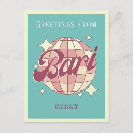 Bari Italien Italia Disco Vintage Postkarte (Vorderseite)