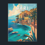 Bari Italien Reisen Kunst Vintag Postkarte<br><div class="desc">Bari Retro Vektor Reise Design. Bari ist eine Hafenstadt an der Adria und die Hauptstadt der süditalienischen Region Apulien.</div>