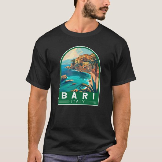 Bari Italien Reisen Kunst Vintag T-Shirt (Vorderseite)