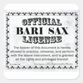 Bari Sax License Square Aufkleber