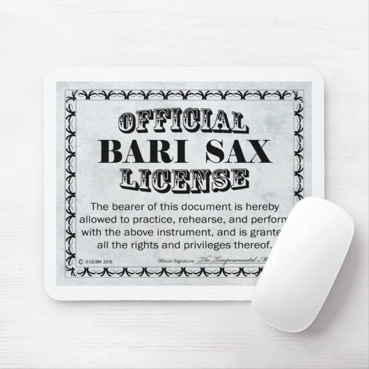 Bari Sax Lizenz Mousepad (Mit Mouse)