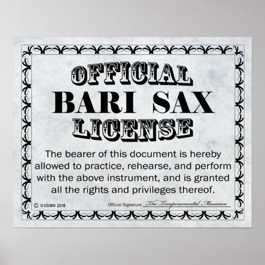 Bari Sax Lizenz Poster (Vorne)