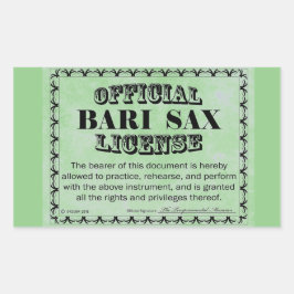 Bari Sax Lizenz Rechteckkleber Rechteckiger Aufkleber