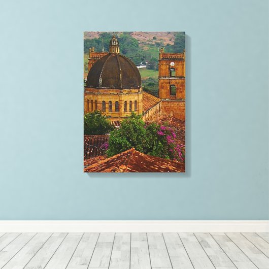 Barichara Church Canvas Print Leinwanddruck (Insitu (Holzboden))
