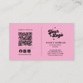 Barids Typography Photo Qr Code Logo Pink Visitenkarte (Rückseite)