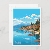 Bariloche Argentinien Vintage Reise Illustration Postkarte (Vorne/Hinten)