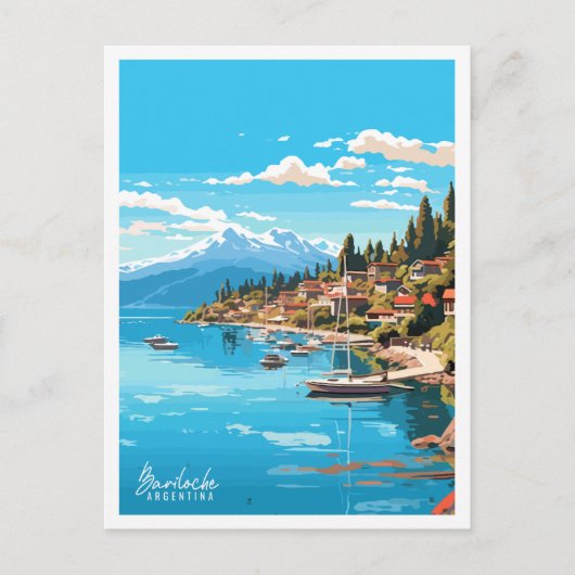 Bariloche Argentinien Vintage Reise Illustration Postkarte (Vorderseite)