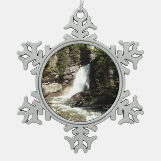 Baring Falls at Glacier National Park Schneeflocken Zinn-Ornament (Vorderseite)
