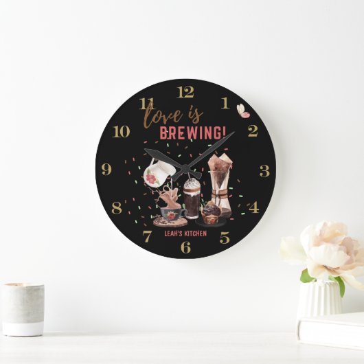 ☕ Barista Coffeecore Clock Coffee Memes Große Wanduhr (Zuhause)