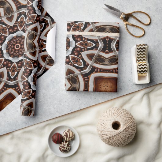 Barista Dream Black coffee and Beans Pattern No1 Geschenkpapier (Kunsthandwerk)