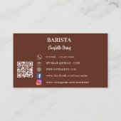Barista Foto QR Code braun Visitenkarte (Rückseite)