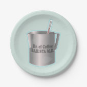 Barista Kaffee macht lustigen Arzt Pappteller (Vorderseite)