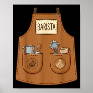 Barista Lustig Süße Schürze Kaffee Espresso Kostüm Poster
