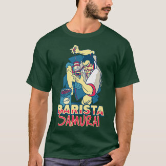 Barista Samurai French Press Motiv Coffee Lover an T-Shirt