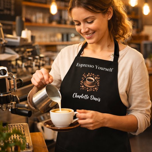 Barista Schwarz-weiße Kaffeebohnen Name Zitat Schürze
