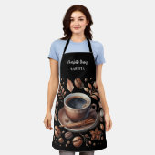 Barista Schwarz-weiße Kaffeebohnen Namenskript Schürze (Getragen)