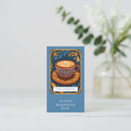 Barista Tarot Blue Visitenkarte (Stehend Vorderseite)