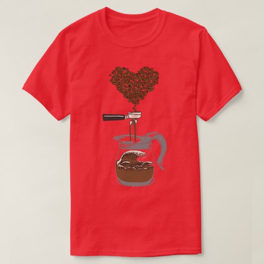 Barista und große Kaffeebohnen Kunst T-Shirt (Design vorne)