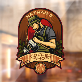 Barista Vintag Coffee Shop Business anpassen Fensteraufkleber