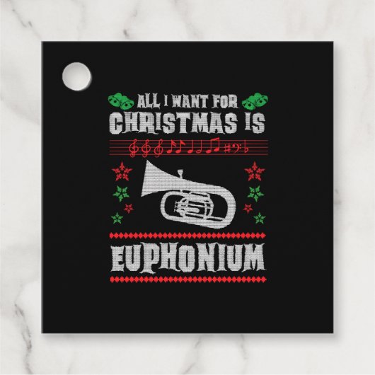 Baritone Euphonium Ugly Christmas Sweater Style Geschenkanhänger (Vorderseite)