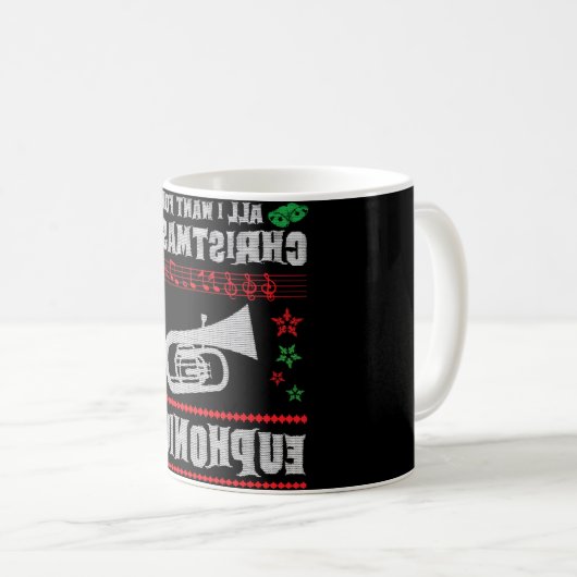 Baritone Euphonium Ugly Christmas Sweater Style Kaffeetasse (VorderseiteRechts)