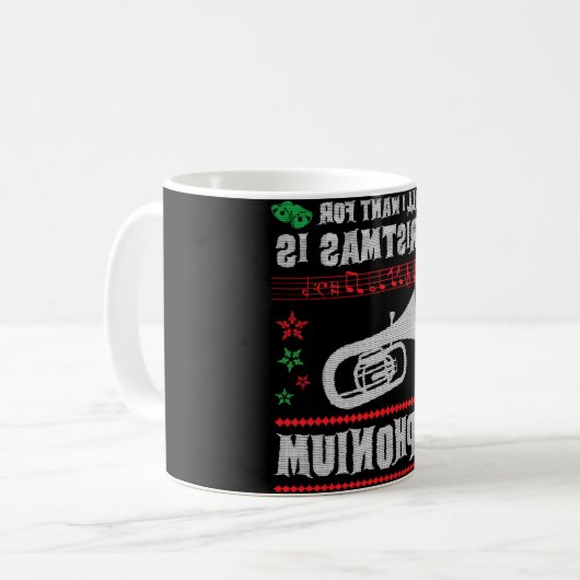 Baritone Euphonium Ugly Christmas Sweater Style Kaffeetasse (Vorderseite Links)