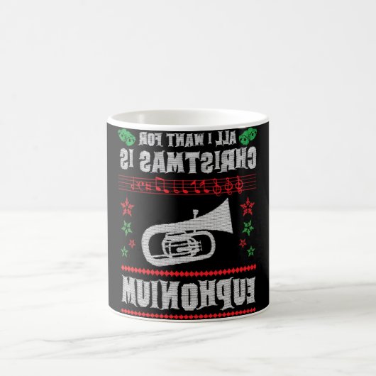 Baritone Euphonium Ugly Christmas Sweater Style Kaffeetasse (Mittel)