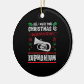 Baritone Euphonium Ugly Christmas Sweater Style Keramik Ornament (Links)