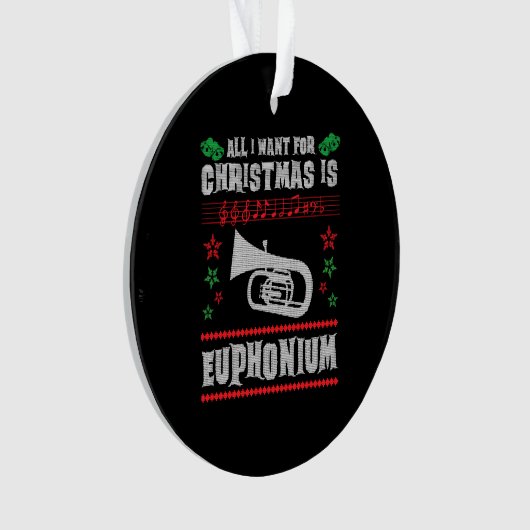 Baritone Euphonium Ugly Christmas Sweater Style Ornament (Vorderseite)