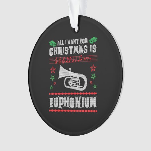 Baritone Euphonium Ugly Christmas Sweater Style Ornament (Vorderseite)