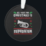 Baritone Euphonium Ugly Christmas Sweater Style Ornament<br><div class="desc">Baritone Euphonium Ugly Christmas Sweater Style</div>