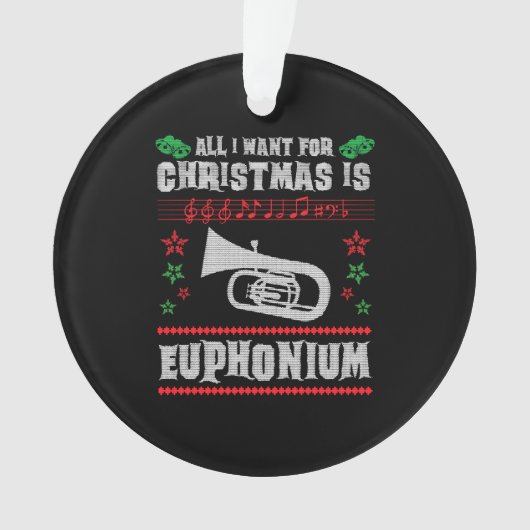 Baritone Euphonium Ugly Christmas Sweater Style Ornament (Vorderseite)
