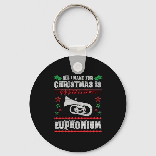 Baritone Euphonium Ugly Christmas Sweater Style Schlüsselanhänger (Vorderseite)
