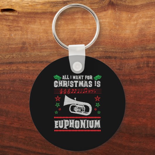 Baritone Euphonium Ugly Christmas Sweater Style Schlüsselanhänger (Vorderseite)