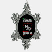Baritone Euphonium Ugly Christmas Sweater Style Schneeflocken Zinn-Ornament (Links)