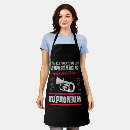 Baritone Euphonium Ugly Christmas Sweater Style Schürze (Getragen)
