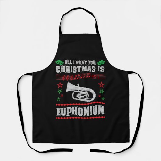 Baritone Euphonium Ugly Christmas Sweater Style Schürze (Vorderseite)