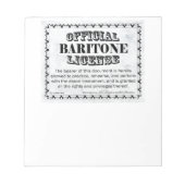 Baritone Lizenz Notizblock (Vorderseite)