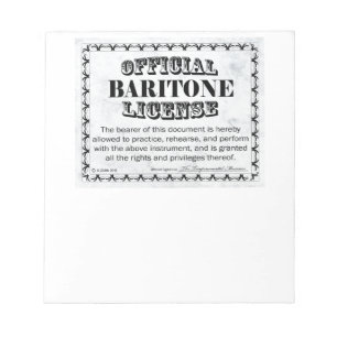 Baritone Lizenz Notizblock