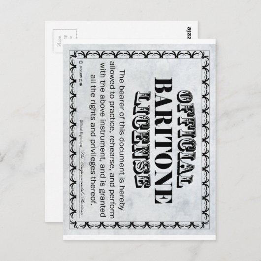 Baritone Lizenz Postkarte (Vorne/Hinten)