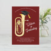Baritone Musician Graduation Party Music Einladung (Stehend Vorderseite)